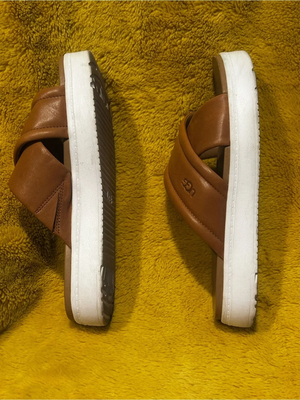 UGG Goldenstar Chestnut Leather Platform Slingback Sandals Women's Sz 8 Beach
